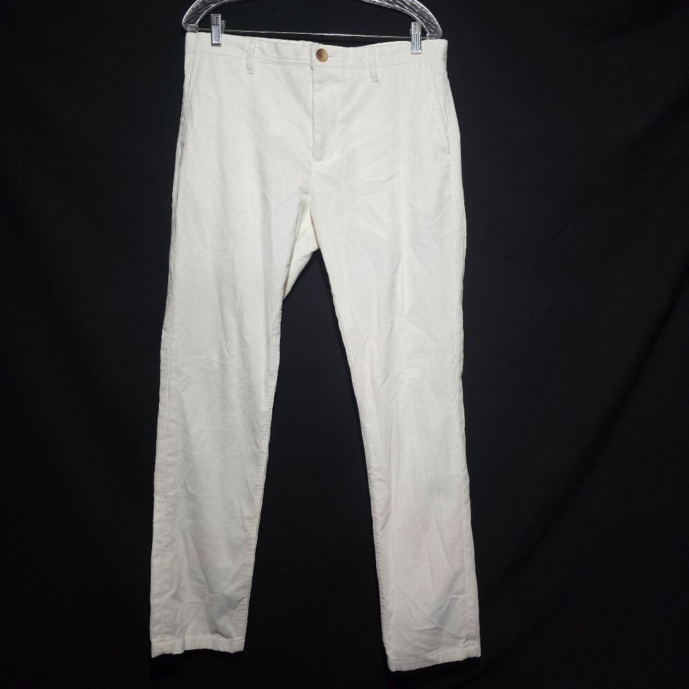 Proper Cloth Varese White Stretch Corduroy Men's Pant - White - Sz 35 x 31*